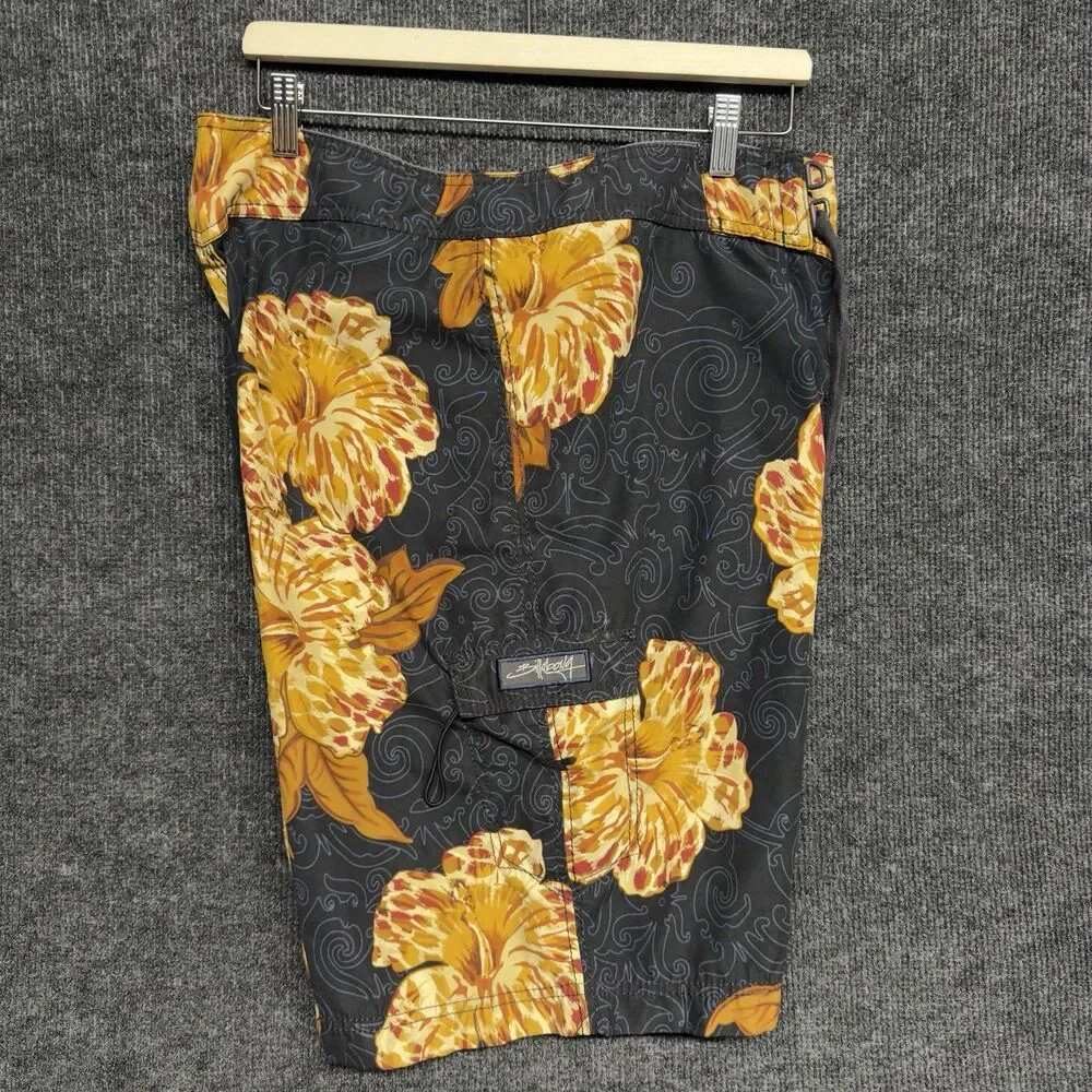 VTG Billabong Board Shorts Mens 34 Floral Hibiscus Swim Trunks 2000s Surf Y2K